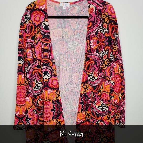 LuLaRoe Sarah Medium Paisley Black Pink Orange NEW - Picture 1 of 2